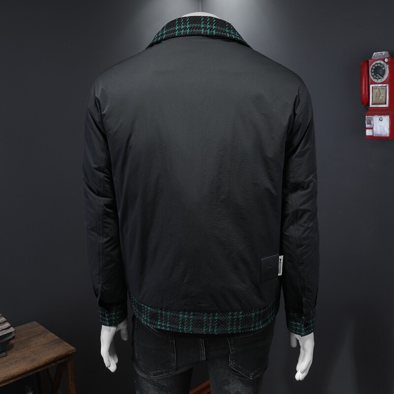冬季新款呢料拼接青果领羽绒服男士修身730/T88023/P280,男装羽绒服,钱塘730-1