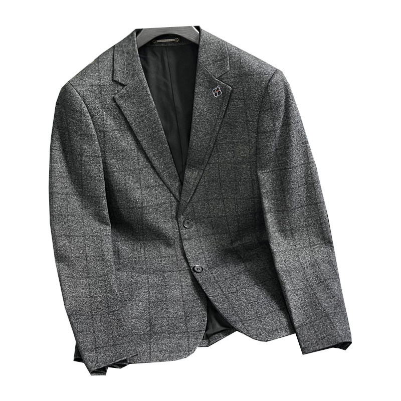 XZ88132/P175新羊毛混纺西服外套男商务休闲单西上衣格子暗纹,男装西服,钱塘730-1