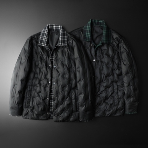 新风格冬新款呢料拼接假两件羽绒服男士修身好T88027/P280图片