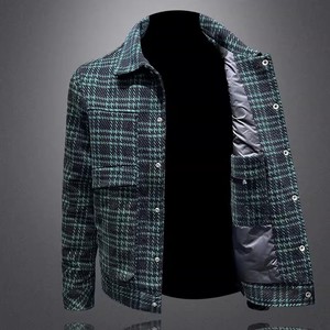 QT5027/T98801/P280呢料面料小香风90白鸭绒格子羽绒服外套图片