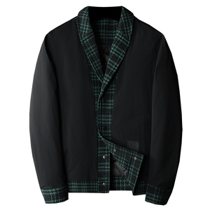 1新风格冬季呢料拼接青果领羽绒服男士修身Y88023/P280 大货图片