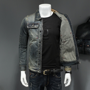 秋天730/H4000/P195 高品质牛仔衣 复古色拉链牛仔服图片