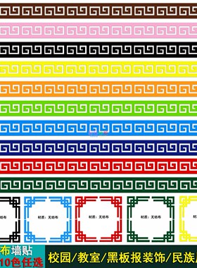 幼儿园教室中国风主题墙布置古典青花瓷花边环创装黑板报边框墙贴