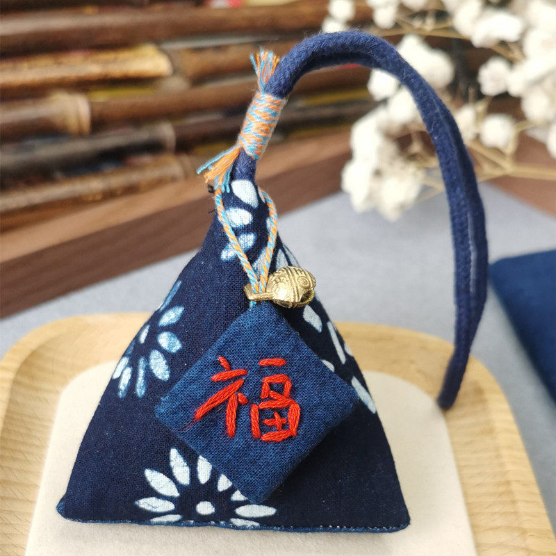 徐州香包蓝花布粽子香包端午香囊可换香料艾叶香草成品DIY材料包