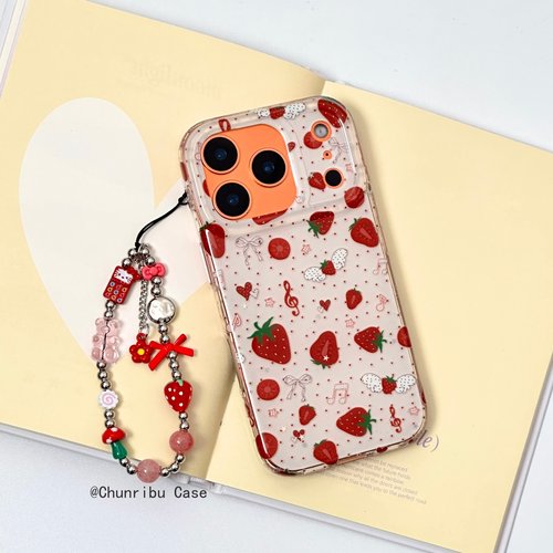 春日部防卫队Fighting｜日韩ins小清新满屏音符波点草莓适用苹果17/16promax手机壳韩系潮流iphone15/14/13