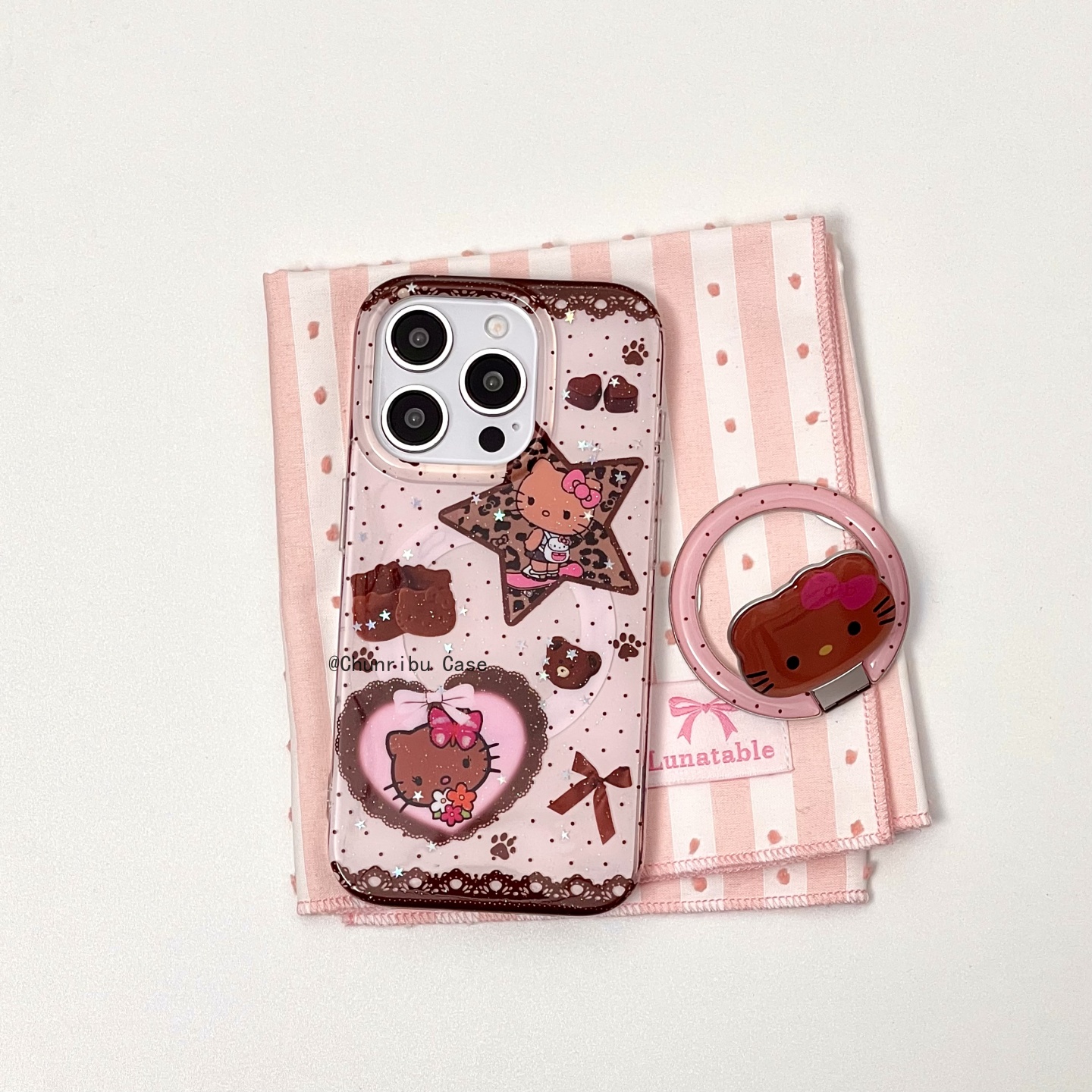 春日部防卫队Fighting｜可爱卡通磁吸豹纹星星黑皮kitty适用苹果16promax手机壳360旋转支架iphone15/14/13