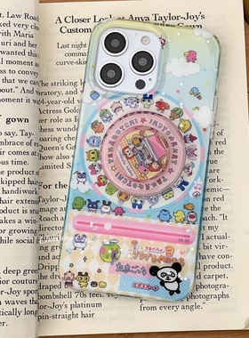 春日部防卫队Fighting｜可爱卡通ins大转盘拓麻歌子适用苹果16promax手机壳旋转支架超火外壳iphone15/14/13