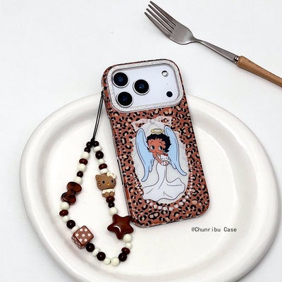 春日部防卫队Fighting｜可爱古早动漫卡通豹纹天使贝蒂kitty适用苹果17/16promax手机壳双面iphone15/14/13