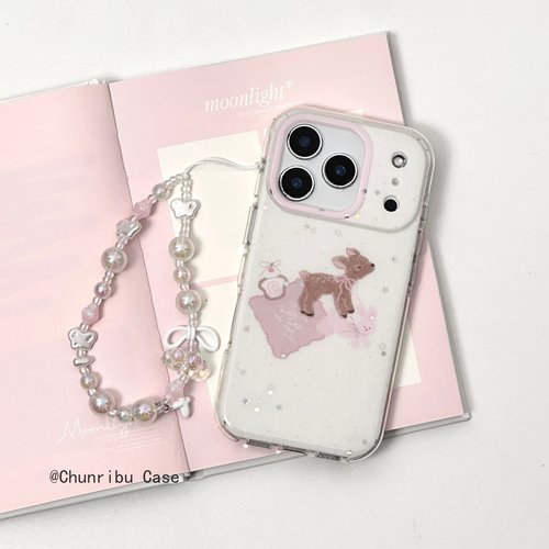 春日部防卫队Fighting｜日韩ins韩系小清新白底小鹿兔子可爱适用苹果17/16promax挂绳手机壳iphone15/14/13