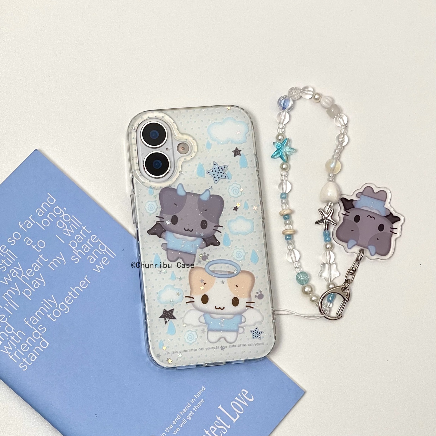 春日部防卫队Fighting｜可爱卡通小天使恶魔棉花糖猫苹果适用苹果16promax手机壳日韩古早挂绳iphone15/14/13