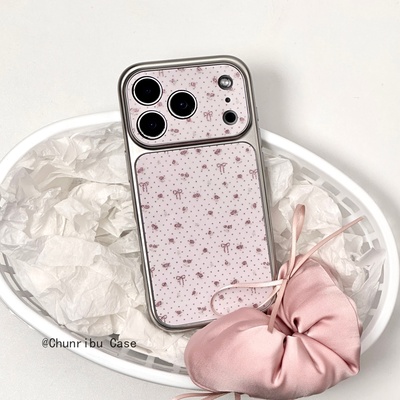 春日部防卫队Fighting｜日韩ins风可爱卡通电镀大视窗点阵蝴蝶结适用苹果17/16promax手机壳iphone15/14/13