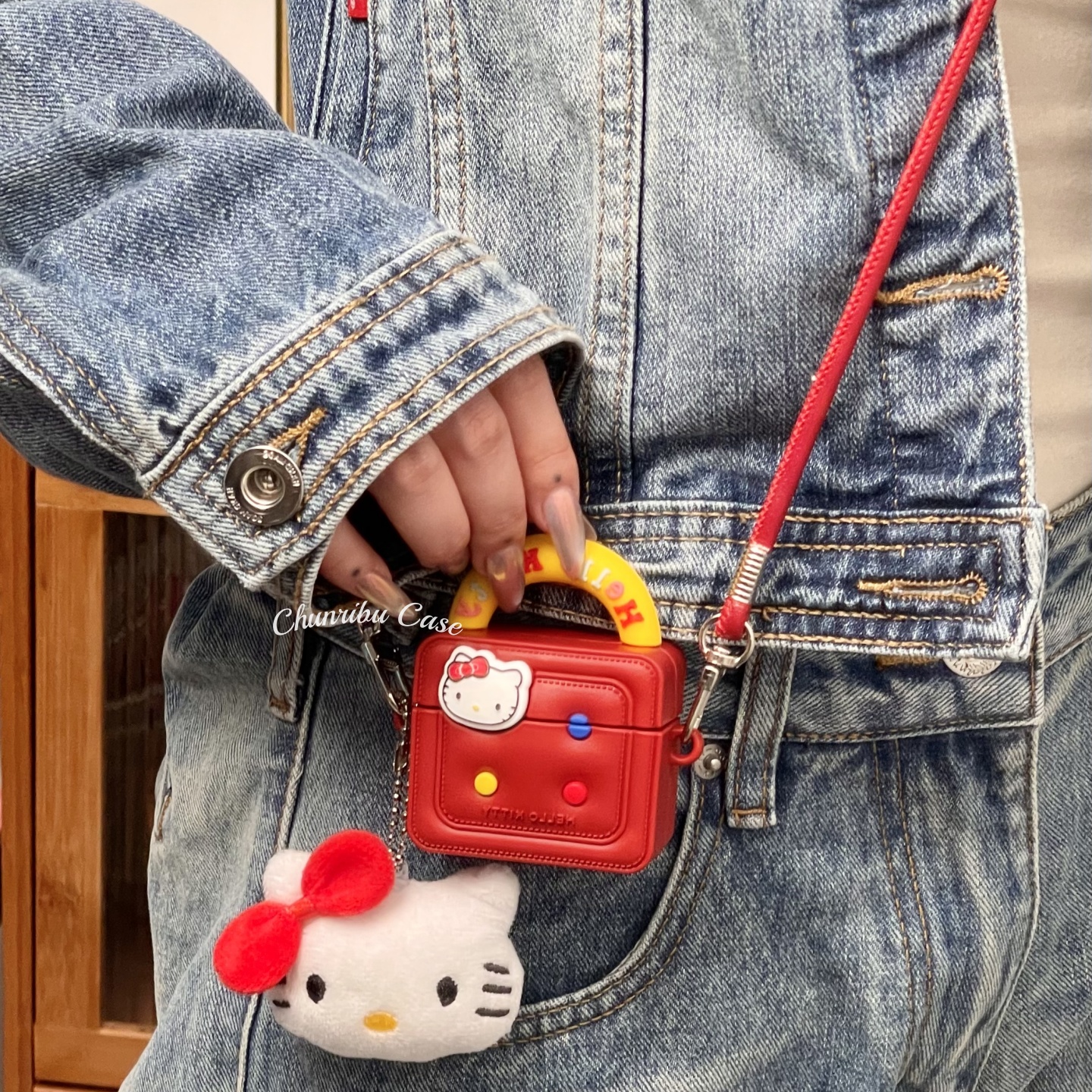 春日部防卫队Fighting|趣味夏季可爱卡通公文包kitty适用苹果airpods1/2/3/4无线蓝牙耳机保护套防摔pro挂绳