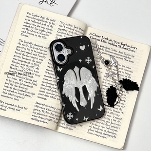 春日部防卫队Fighting｜高级感小众暗黑风翅膀十字架适用苹果17/16promax手机壳冷淡风ins小众iphone15/14/13