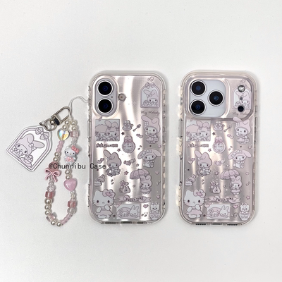 春日部防卫队Fighting｜日韩可爱卡通流星纹镭射时钟美乐蒂kitty适用苹果17/16promax手机壳iphone15/14/13