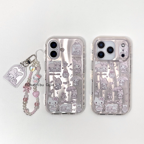 春日部防卫队Fighting｜日韩可爱卡通流星纹镭射时钟美乐蒂kt猫适用苹果17/16promax手机壳iphone15/14/13