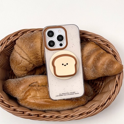 春日部防卫队Fighting｜可爱卡通简约韩系ins风泼墨面包适用苹果16promax手机壳磁吸支架日韩iphone15/14/13