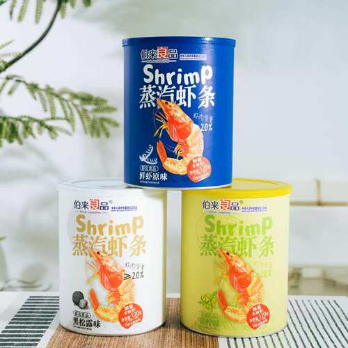 泊来良品120g×1罐鲜虾原味虾条黑松露虾条柠檬味虾条灌装零食