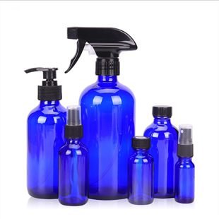 蓝色玻璃瓶优质纯色玻璃瓶清理喷雾瓶乳液瓶适合家用清理工具
