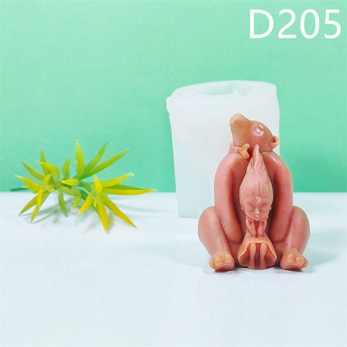 小熊怀抱小人立体硅胶模具 手工DIY蜡烛香薰石膏装饰摆件模具D205