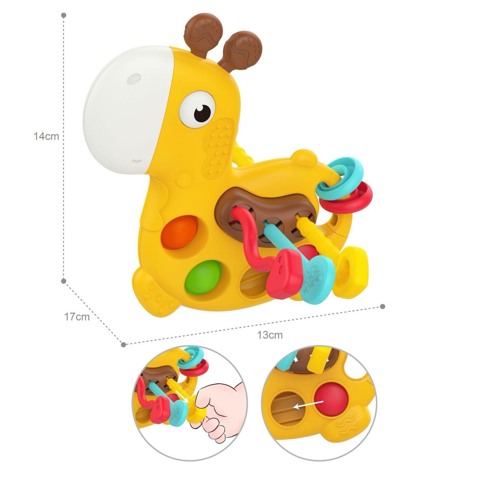 新款花朵拉拉乐长颈鹿硅胶可啃咬玩具乐儿童抓握安抚训练抽抽