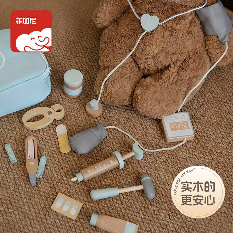 儿童注射器玩具过家家角色扮演套装定制木质仿真听诊器打针医生