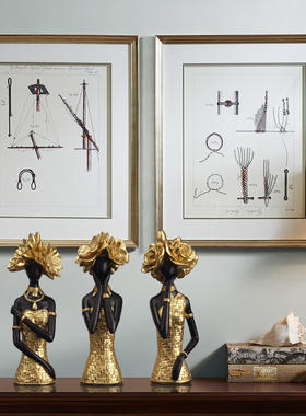 艺术编织摆件女士仿金色纹客厅电视柜玄关酒柜餐厅酒店装饰品摆设