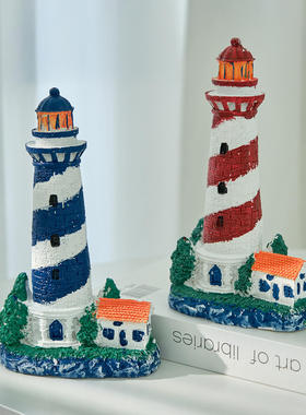 地中海风格儿童灯塔摆件品瞭望塔摄影树脂房办公桌造背景摆饰