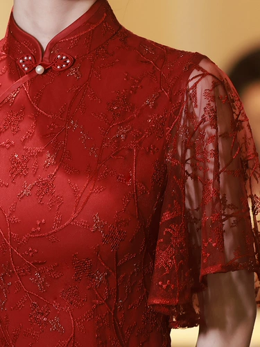 Ципао, вечернее платье, свадебное платье, красная летняя юбка, китайский стиль