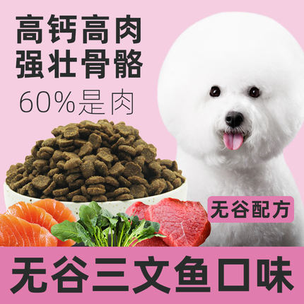 无谷高钙三文鱼狗粮美毛去泪痕犬粮比熊金毛泰迪萨摩二哈通用5斤
