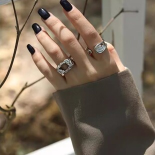 [熔岩纹理镂空] 复古开口戒 轻奢氛围 ins小众不规则S925银戒指女