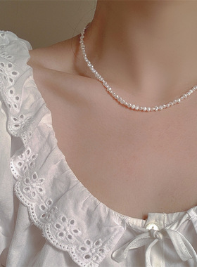 【天然巴洛克 珍珠项链】VividEon 女复古宫廷百搭法式轻奢锁骨链