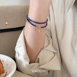 【方糖方块】VividEon 直切天然青金石手链手串手镯女 克莱因蓝