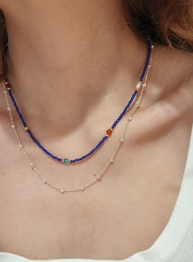 青金石项链多宝彩色串珠项链