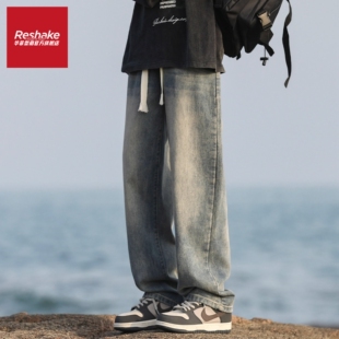 FAIRWHALE SHAKE/华菲·型格冬季新款直筒牛仔裤男美式潮牌长裤子