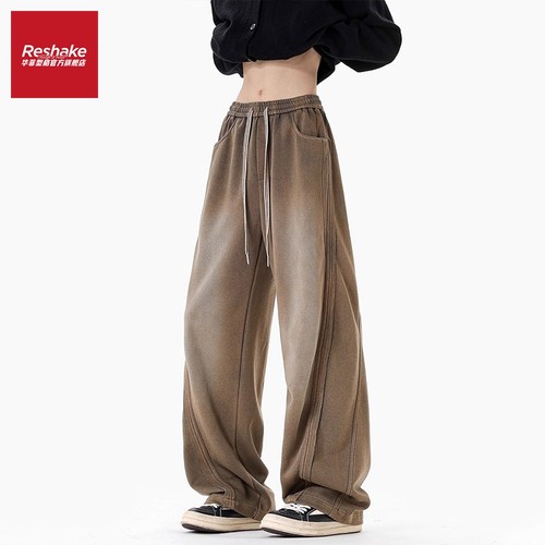 华菲型格扎染美式阔腿休闲长裤男