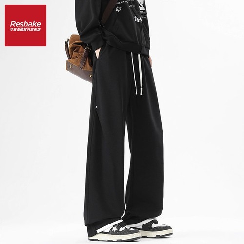 华菲型格铆钉设计感阔腿长裤冬季