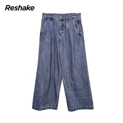 RESHAKE/23新款夏季男士长裤七分裤中裤宽松直筒牛仔薄款休闲