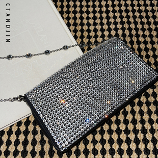 派对手拿包 发财woc麻将包 CTANDJIM m1u全钻绵羊皮翻盖法棍包