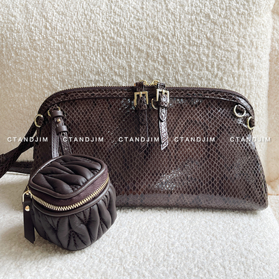 头层皮包包蛇纹包包腋下hobo