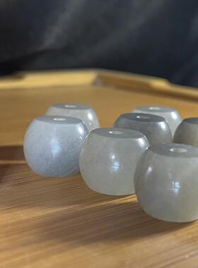鼓珠散珠青花白玉籽料