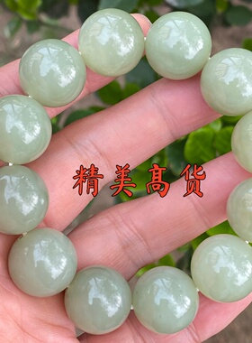 天然新疆和田玉黄口料18mm手串