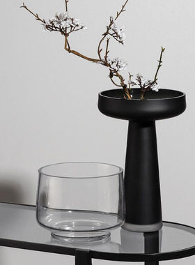 磨砂玻璃摆件样板房干花装饰品