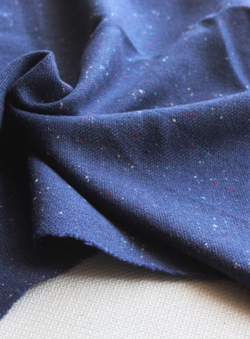 春秋羊毛混纺布料蓝色色织彩点中厚服装面料140cm宽13元半米