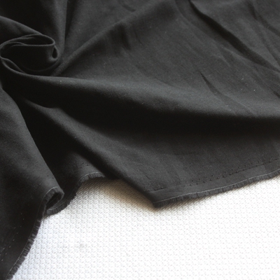 新品纯棉布料双层棉纱黑色纯色薄软家居服休闲装面料140cm宽1米价