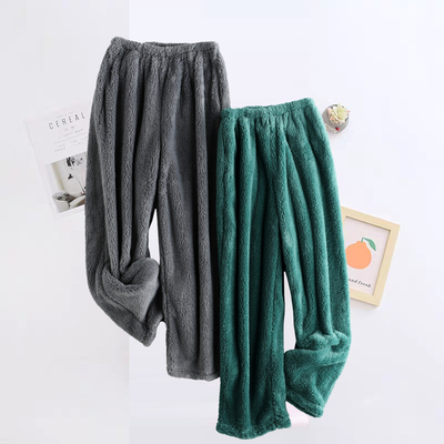 睡裤女冬加绒加厚可外穿珊瑚绒裤子男士大码保暖家居裤情侣睡衣裤