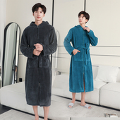 新款 秋冬浴袍男士 洗完澡穿吸水保暖浴巾两面加绒睡袍女可外穿睡衣