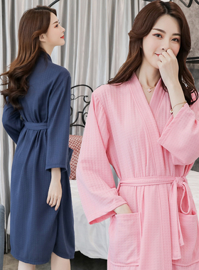 毛巾料睡袍女薄款透气吸水洗澡浴袍女气质少女大码胖MM睡衣女浴衣