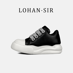 潮牌丑萌面包鞋男鞋黑白大头鞋ro休闲胖丁鞋高街真皮高级感板鞋男