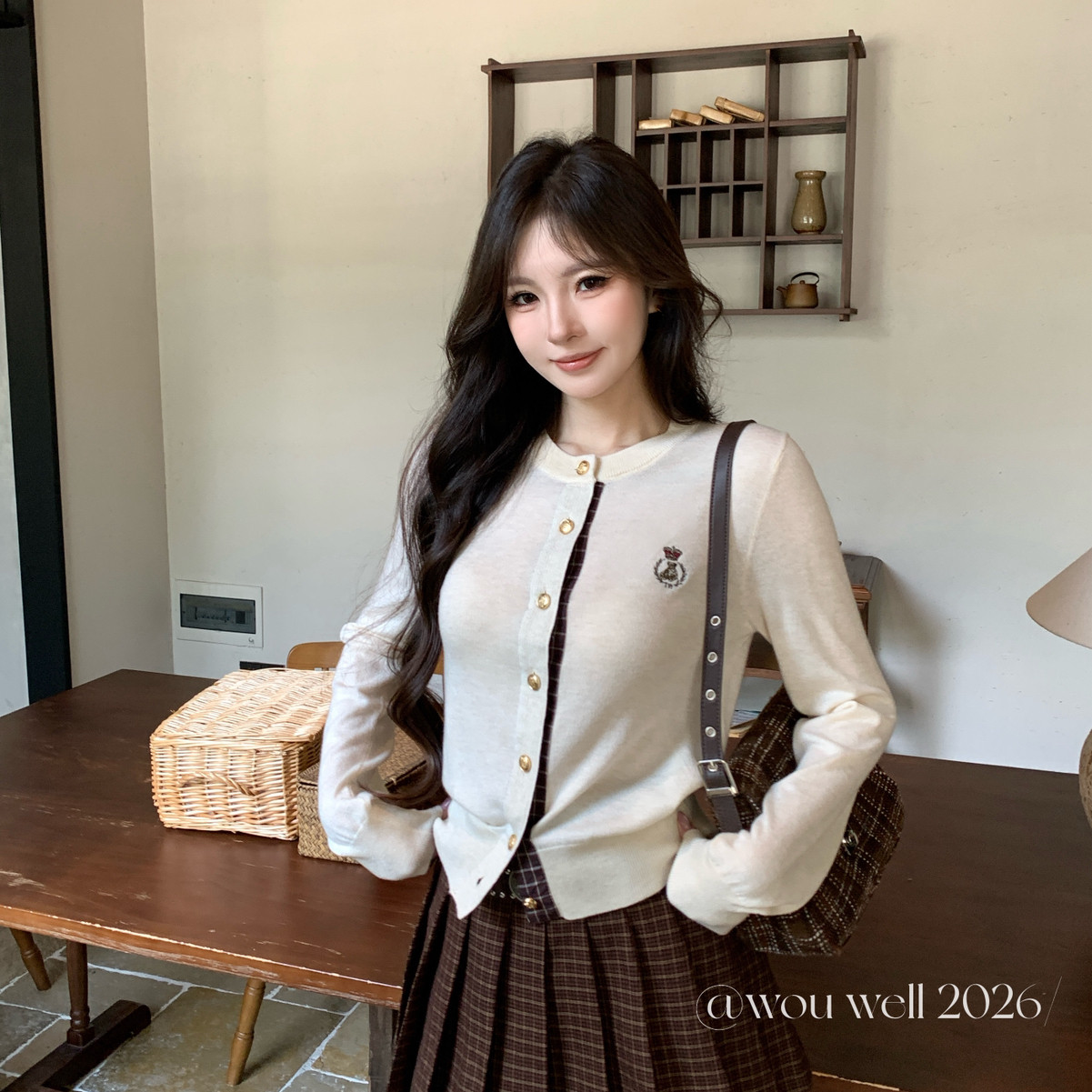 WOU WEII 無尾-6羊毛长袖百搭针织开衫（含羊毛）(只卖开衫)8659