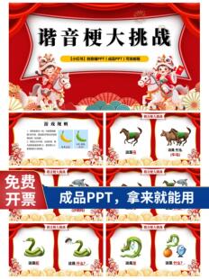 谐音梗大挑战PPT 看图猜热梗 新年团建年会游戏 表情包 马年主题